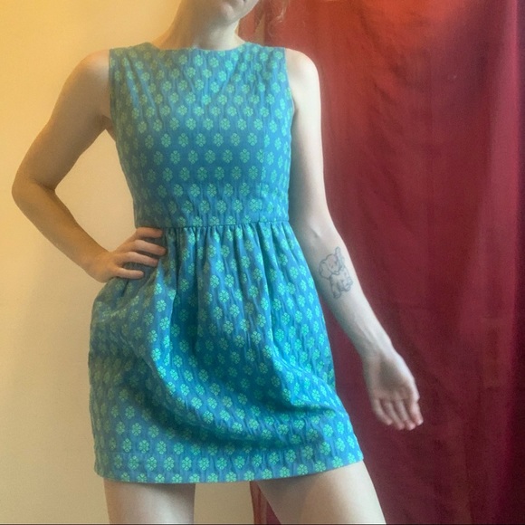 GORMAN lime green turquoise cotton dress - Picture 3 of 3